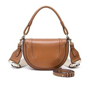 Elegant Brown Pu Leather Shoulder Bag